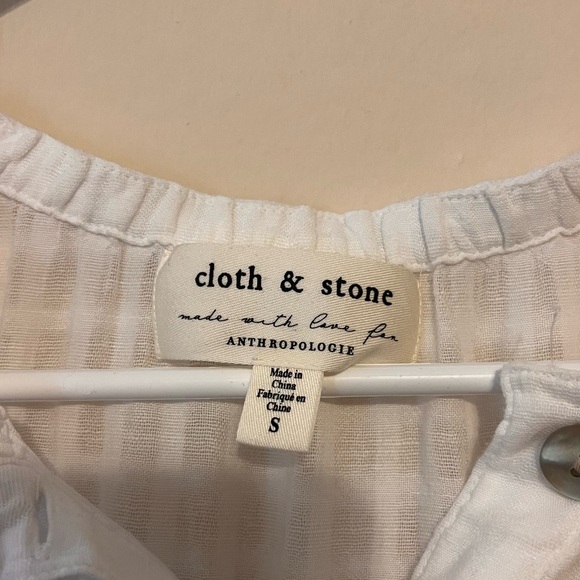 Anthropologie White Checkered Short Sleeve Top, Small - Picture 4 of 5